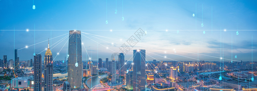 上海城市城市科技线条背景设计图片