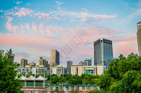 城市晚霞风景图片