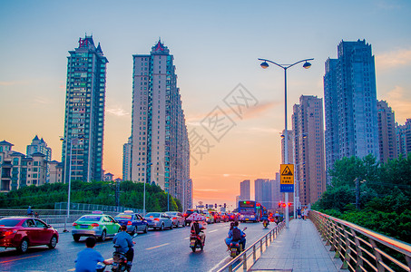 城市晚霞风景背景图片