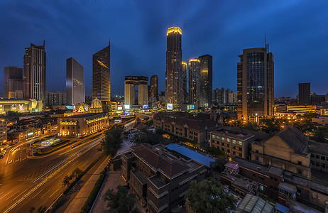 天津夜景街道照明高清图片