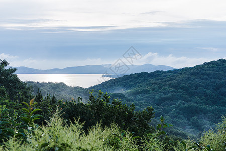 傍晚宝界山林公园蠡湖风景背景图片