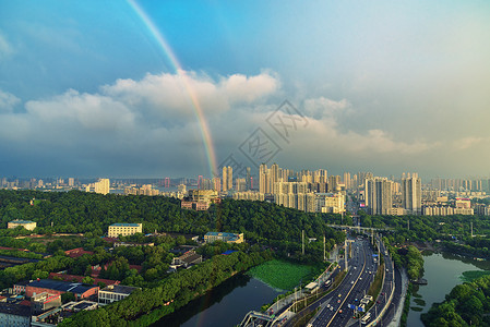 武汉彩虹城市风光背景图片