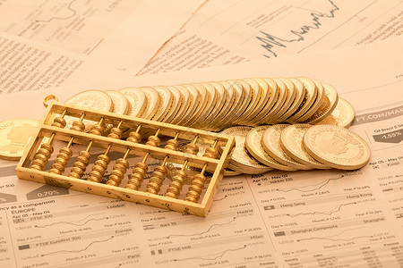 金色的投资理财概念图金算盘高清图片素材