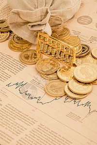 红色钱袋金币金色的投资理财概念图背景