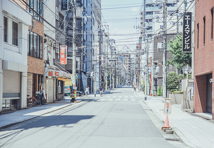 空荡荡的街道日本关西地区大阪街景背景