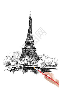 埃菲尔铁塔素描手绘设计图片