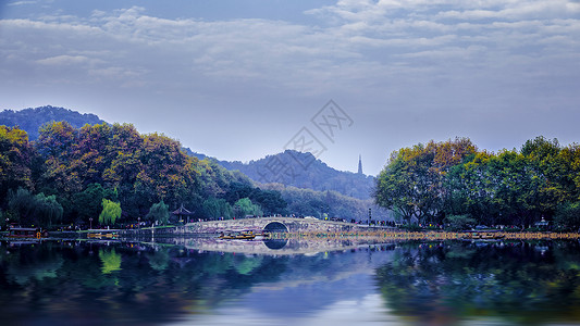 北山街西泠桥秋色背景图片