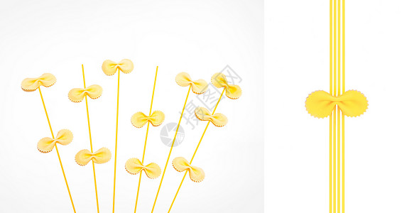 黄色丝带蝴蝶结创意美食摄影蝴蝶意面背景