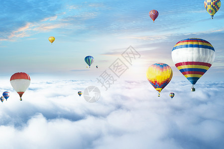 美丽白云热气球设计图片