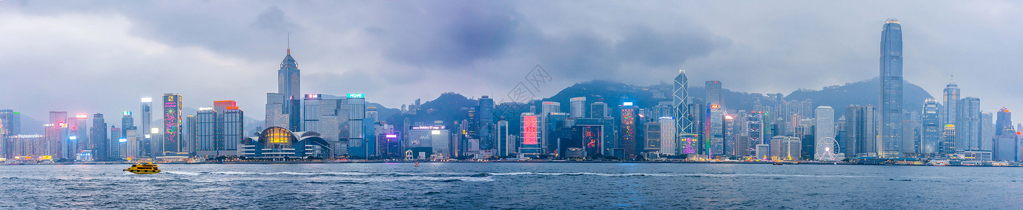 维多利亚湾香港夜景高清图片