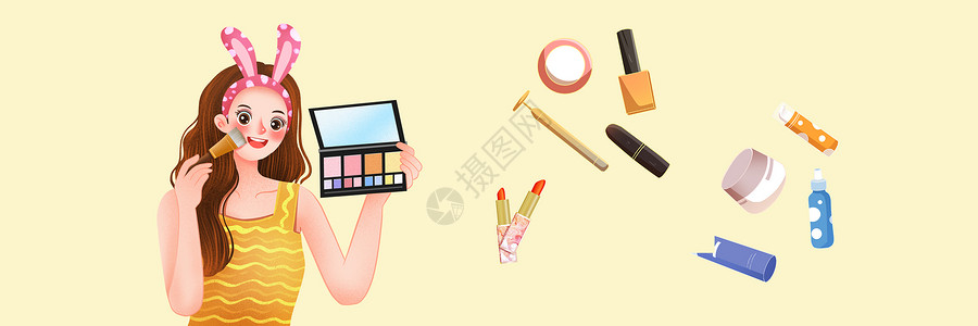 彩色板状棒棒糖水彩化妆品背景设计图片