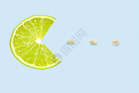水果种子柠檬片吃种子的创意图片设计图片