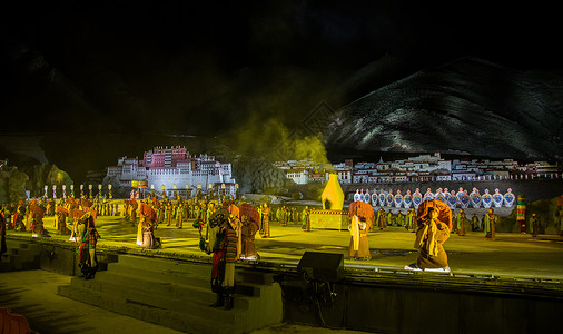 拉萨河拉萨文成公主大型舞台剧表演场景背景
