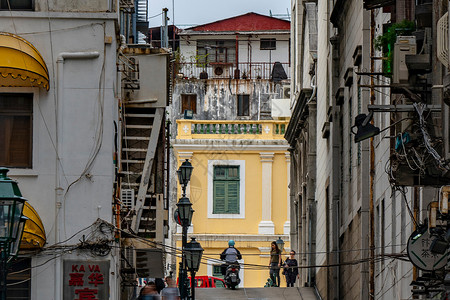 黑白街景澳门建筑风景背景