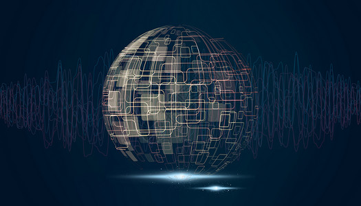 科技线条球信息技术蓝色背景蓝色炫酷科技背景设计图片