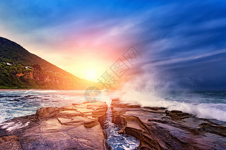 太阳海岸海背景