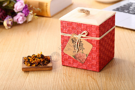 新鲜菊花茶优质菊花茶盒背景
