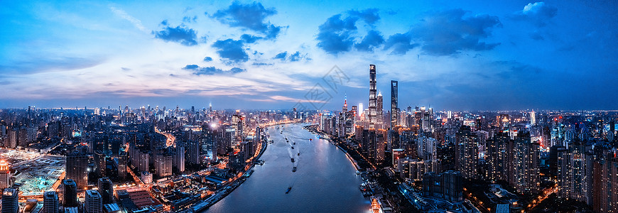 发展航拍上海城市夜景背景