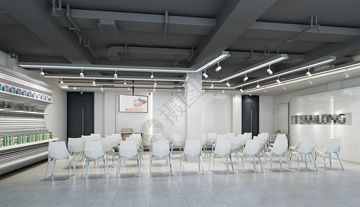 北欧素材黑白黑白简约风培训教室室内设计效果图背景