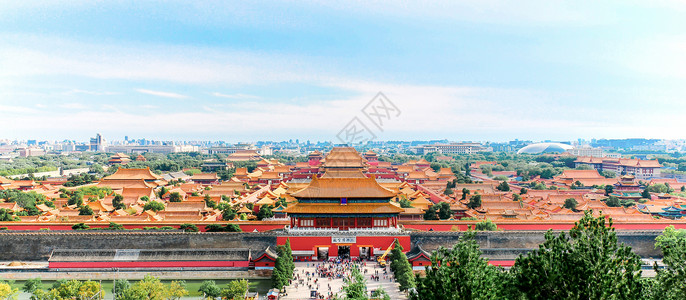 北京旅游英语介绍北京故宫建筑全景背景