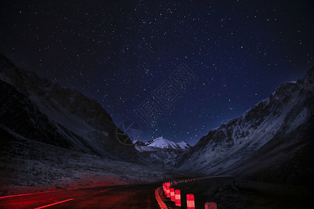 红色星光光效岗什卡雪山星空背景