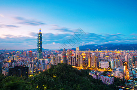 亚洲鸵鸟中国台湾省台北101大楼夜景背景