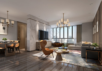 25d风格现代简约风客厅室内设计效果图背景