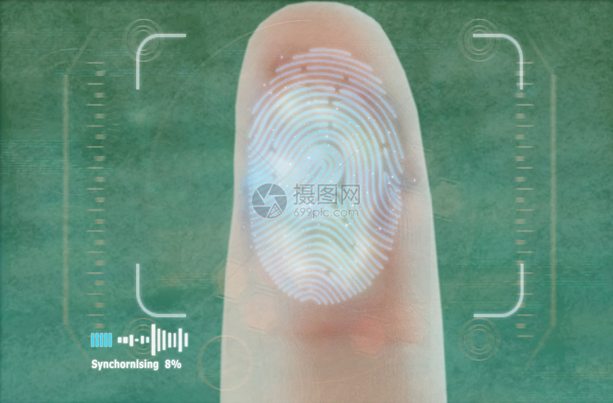 绿色背景指纹识别科技感图片