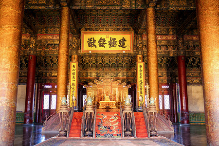乾隆印章北京故宫太和殿内景背景