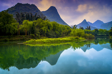 森林树叶桂林山水背景