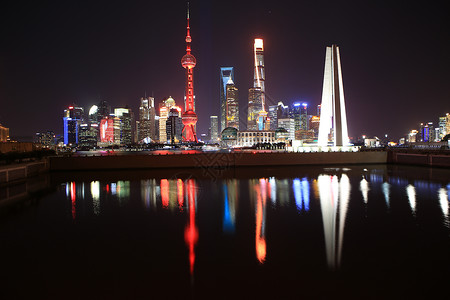 中国铁塔夜上海背景