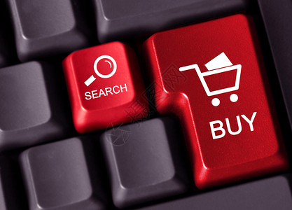 电商购物图标带有符号的计算机键盘正在显示搜索和购买设计图片