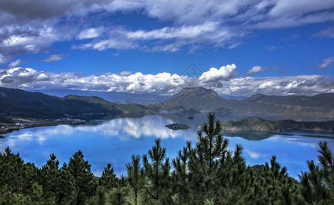 美丽的泸沽湖风景云南丽江泸沽湖背景