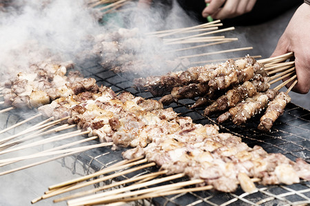 潼关肉夹馍西安回民街羊肉串背景