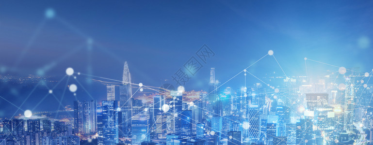 蓝色现代科技智慧城市背景背景图片