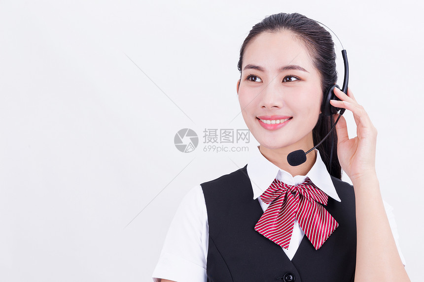 职业美女客服接听电话