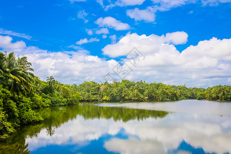 斯里兰卡火车湖景风光背景