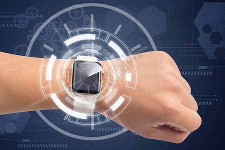 智能手表时间科技齿轮背景图片