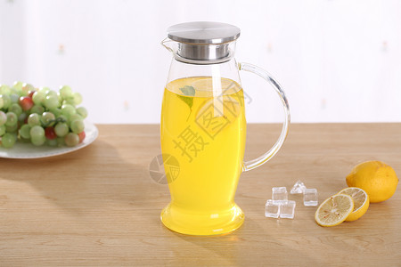冰工艺玻璃茶壶柠檬茶背景