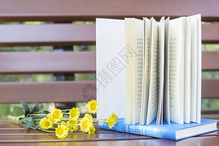 长椅上的书籍背景图片