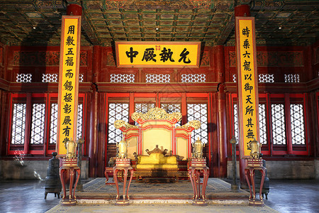祝寿匾额北京故宫中和殿内景背景