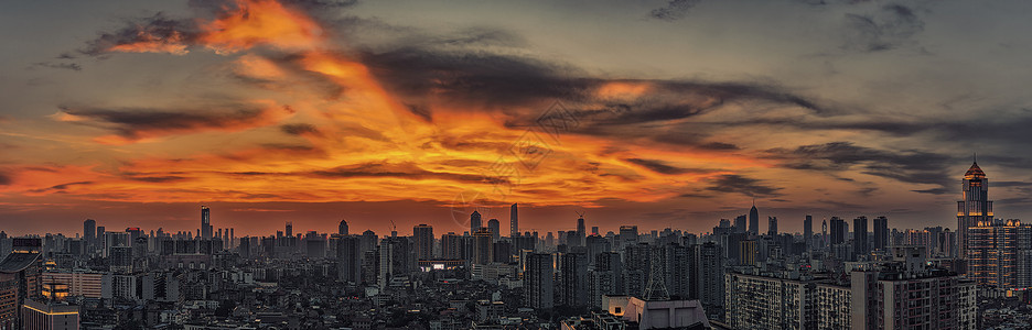 魔幻之夜艺术字武汉城市高楼夜景背景