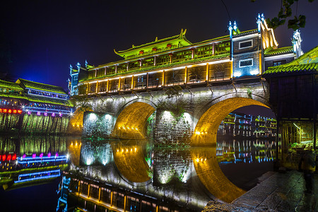 鸿桥夜景背景图片