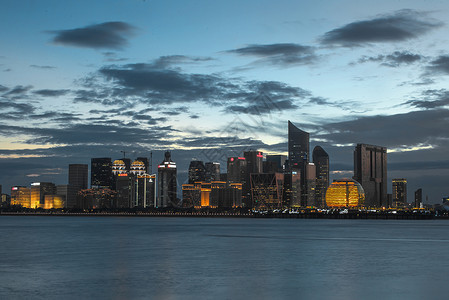 钱江新城夜景城市美景晚霞高清图片素材