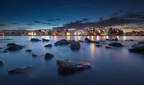 钱江新城夜景城市美景背景图片