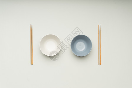厨房碗筷子和碗摆拍图背景