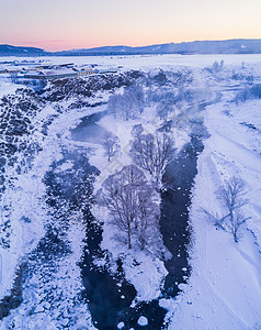 雪堆阳光航拍阿尔山雪原背景