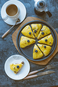 蓝莓菠萝可丽饼烘焙蛋糕下午茶背景