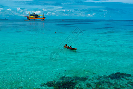 马来西亚仙本那风景仙本那美丽大海上的小船背景
