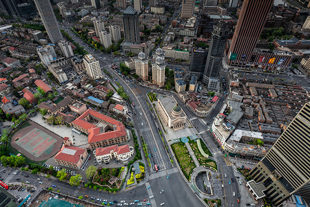 天津建筑城市风光航拍背景图片